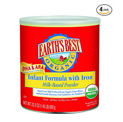 ​EARTH'S BEST Organic Infant Formula 有机含铁奶粉（658g*4罐）
