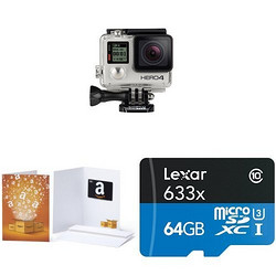 GoPro HERO4 Silver 运动摄像机+$80礼品卡+Lexar 633x 64G内存卡优惠包