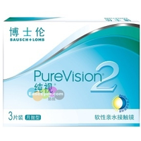 BAUSCH+LOMB 博士伦 纯视2代 硅水凝胶 月抛型 隐形眼镜+博士伦 润明清透隐形眼镜护理液500ml