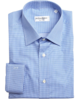 SAINT LAURENT PARIS 伊夫圣罗兰 Blue And White Mini Check Cotton 男款衬衫