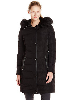 Calvin Klein Mid Length Down Coat 女式长款棉服 黑色