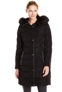 Calvin Klein Mid Length Down Coat 女式长款棉服 黑色