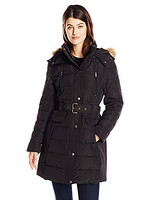 Tommy Hilfiger Down Coat with Faux Fur-Trim Hood 女士棉服