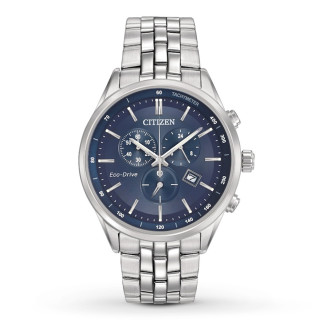 CITIZEN 西铁城 Sapphire Collection AT2141-52L 男款光能动腕表 42mm 蓝色 银色 不锈钢