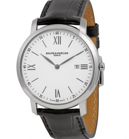 BAUME & MERCIER 名士 Classima系列 10097 男士石英手表 39mm 白盘 黑色皮带 圆形