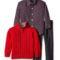 诺帝卡 NAUTICA Woven Sweater Denim 男童三件套