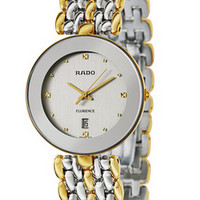 RADO 雷达 FLORENCE R48743103  男士时装腕表 32mm 银色 间金色 不锈钢PVD镀金间金