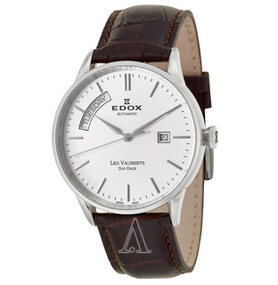 EDOX 依度 Les Vauberts系列 83007-3-AIN 男款机械表 40mm 银色 棕色 皮革