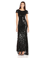 Calvin Klein Cap Sleeve Sequin Gown 女士亮片礼服