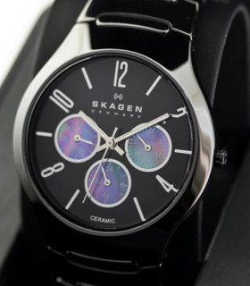 SKAGEN CERAMIC 817SXBC1 中性陶瓷时装腕表 41mm 黑色 黑色 陶瓷