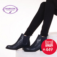 哈森 HA49051 冬季圆头方跟女士短靴