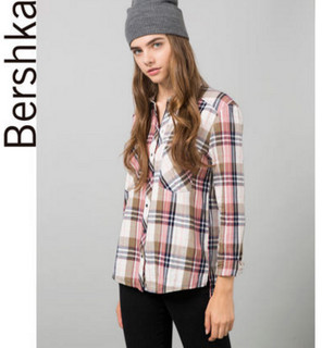 Bershka 05789880 BSK 纽扣装饰格纹衬衫 