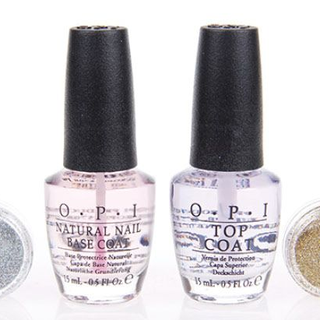 O·P·I 天然指甲加钙护理底油 15ml+亮油 15ml+金粉+银粉