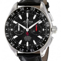 ALPINA Alpiner 4系列 AL-860B5AQ6 男款机械表 44mm 黑色 黑色 皮革