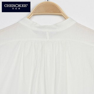 CHEROKEE 巧乐奇 春宽女装式小立领素色中袖长款衬衫