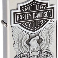 ZIPPO 之宝 鹰翼图案打火机 拉丝镀铬