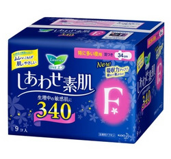 Laurier 乐而雅 F透气 棉柔纤巧 超特长夜用护翼型卫生巾 340mm*9片*8包