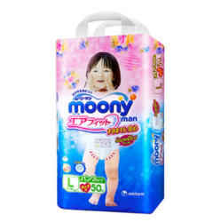 moony 尤妮佳 婴儿拉拉裤 女 L50片*6包