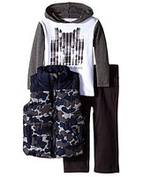 限12个月：Calvin Klein Printed Puffy Vest with Tee and Pants 男童三件套