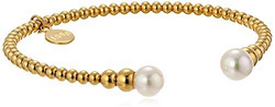 MAJORICA Pearl and Gold-Tone Steel Bead Cuff Bracelet 珍珠手镯