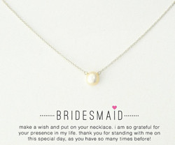 DOGEARED "Bridal" Bridesmaid White Button Freshwater  女士珍珠吊坠银质项链