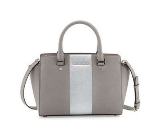 MICHAEL KORS Selma Metallic Center-Stripe Saffiano Satchel Bag 女士手提包