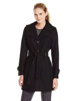 限尺码：Calvin Klein Single-Breasted Wool-Blend 女士羊毛混纺大衣