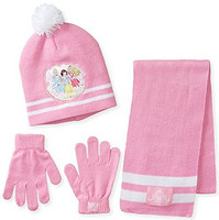 凑单品：Berkshire 3 Piece Disney Princess Pom Beanie Glove and Scarf Set 女童帽子、手套和围巾三件套