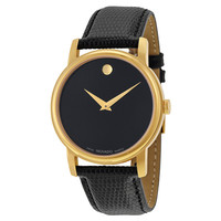 MOVADO 摩凡陀 博物馆系列 2100005 男士石英手表 38mm 黑盘 黑色皮带 圆形