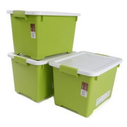 Citylong 禧天龙  6093 塑料收纳箱带滑轮 3个装 22L 草绿