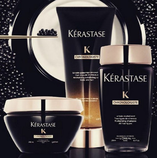 KÉRASTASE 卡诗 Chronologiste Revitalizing 黑钻鱼子酱精华 护发套装 3件套(活化护发洗发露250ml+活肤去角质护理200ml+精华香脂护理200ml)