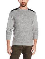 Calvin Klein Solid Prequilted 男款圆领长袖运动衫