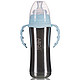  移动端：艾贝琪（ABQ）奶瓶 A9290 不锈钢宽口带柄自动保温奶瓶 240ml  蓝色　