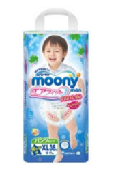 moony 尤妮佳 婴儿拉拉裤（男）加大号XL38片（12-17kg）*2