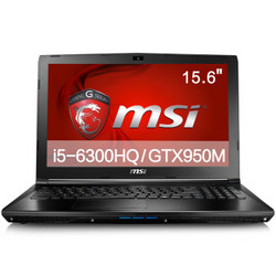 MSI 微星 GL62 6QD-021XCN 15.6英寸游戏笔记本电脑(i5-6300HQ 8G 1T  GTX950M 2G)黑色
