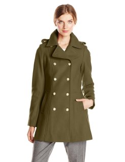 VIA SPIGA Double-Breasted Military 女士双排扣毛呢外套