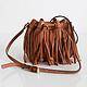 REBECCA MINKOFF Fringe Micro Lexi 女士真皮流苏水桶包