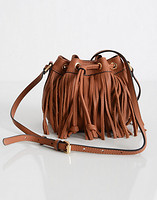 REBECCA MINKOFF Fringe Micro Lexi 女士真皮流苏水桶包