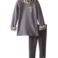 橘滋 Juicy Couture Gray Leopard Tunic and Leggings 女童豹纹套装