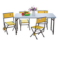 路华 4FT折叠桌椅套餐 (1桌4靠背小折叠凳)L122*D61*(H61/72)cm