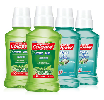 40瓶，40瓶，40瓶：10套 Colgate 高露洁 漱口水特惠装（清新茶健250ml*2瓶+草本盐250ml*2瓶）