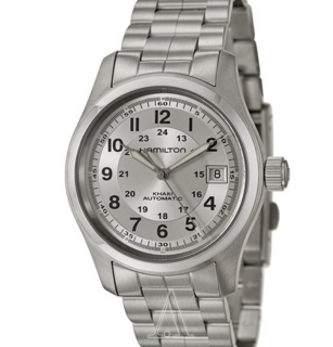 HAMILTON 汉米尔顿 卡其野战系列 H70455153 男款机械表 38mm 银色 银色 不锈钢