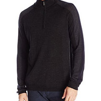 限L码：Calvin Klein Color-Block Half-Zip 男士羊毛混纺毛衣