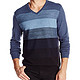 再降价：Calvin Klein Jersey Striped 男士V领针织衫