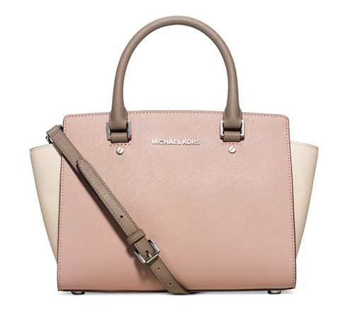 轻车熟路：梅西百货 MICHAEL KORS Selma 中号粉白相拼女包