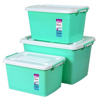 百草园 欧式滑轮塑料整理箱 32L+42L+75L 3个装 糖果绿