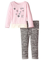 Calvin Klein Pink Cream Top with Printed Pants 女童套装