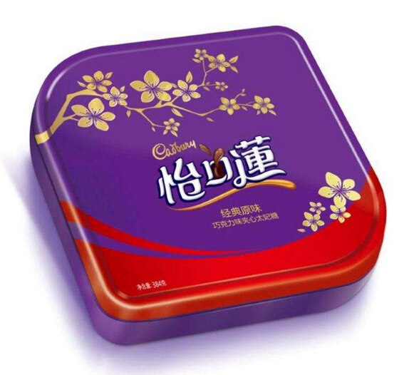 移动端:cadbury 怡口莲 巧克力味夹心太妃糖 384g 铁盒装