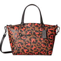 COACH 蔻驰 Leopard Ocelot Prairie 女士真皮手提包