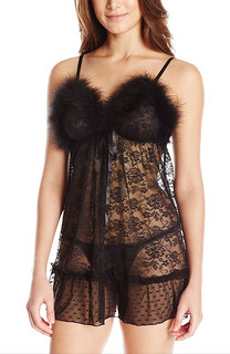 BETSEY JOHNSON Feather and Lace Babydoll 女士蕾丝睡裙